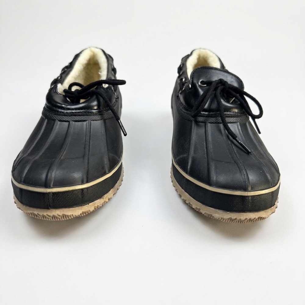 New Comfortview Black Waterproof Shoes Faux Shearling Lined Rain Boots Womens 9